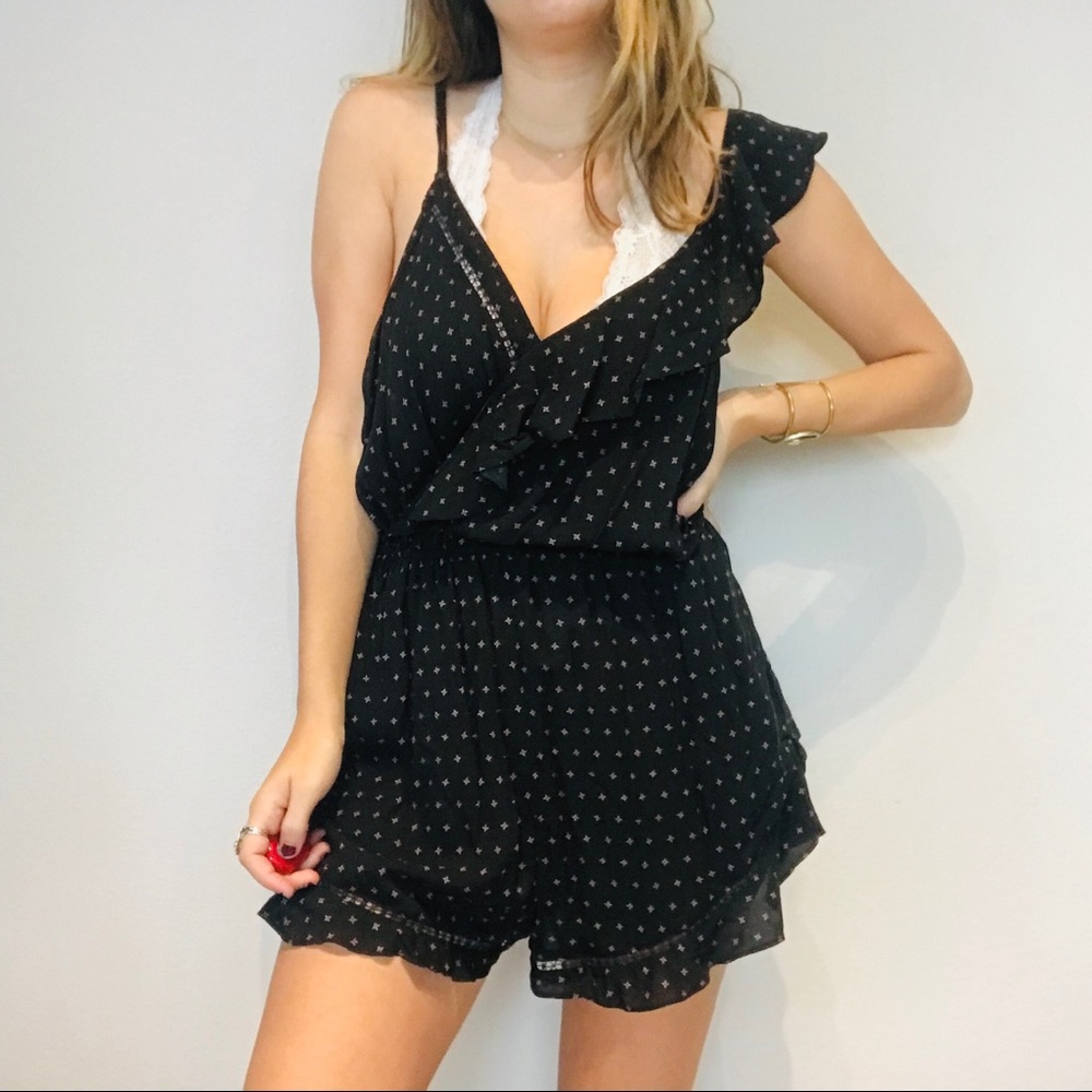 NWT Free People black backless ruffle romper - Picture 2 of 7